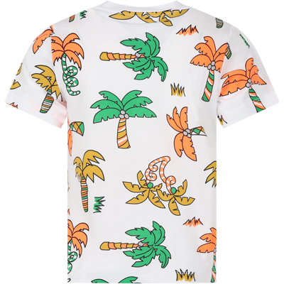 Shop Stella Mccartney White T-shirt For Boy With Palm Trees