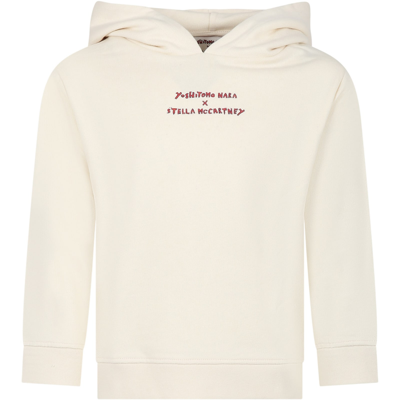 Shop Stella Mccartney Ivory Sweatshirt For Girl With Logo And Print
