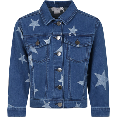 Shop Stella Mccartney Blue Jacket For Girl With Stars In Denim