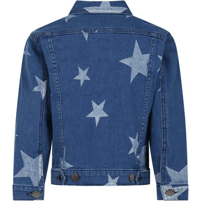 Shop Stella Mccartney Blue Jacket For Girl With Stars In Denim