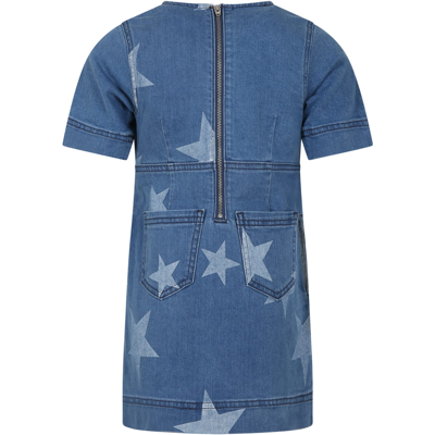 Shop Stella Mccartney Blue Dress For Girl With Stars In Denim