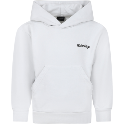 Shop Balenciaga White Sweatshirt For Kids With Logo