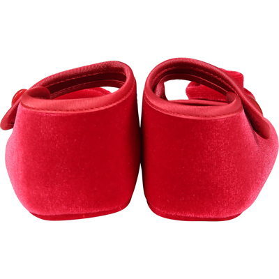 Shop Monnalisa Red Ballets Flats For Baby Girl With Rose