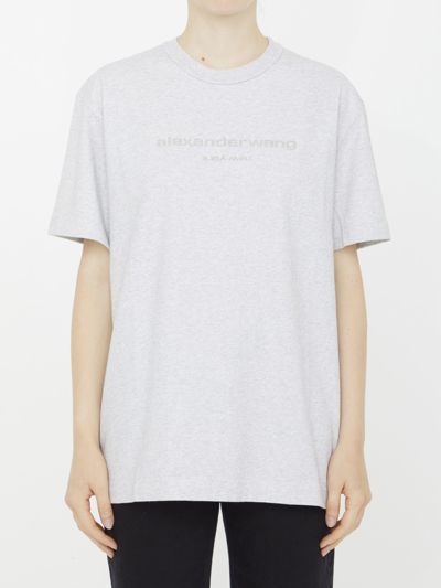 Shop Alexander Wang Jersey T-shirt With Logo In Grey