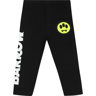 Shop Barrow Black Leggings For Baby Girl With Smiley And Logo