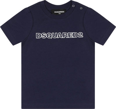 Shop Dsquared2 Blue T-shirt For Baby Boy With Logo