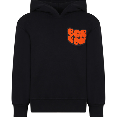 Shop Barrow Black Sweatshirt For Kids With Logo And Smiley