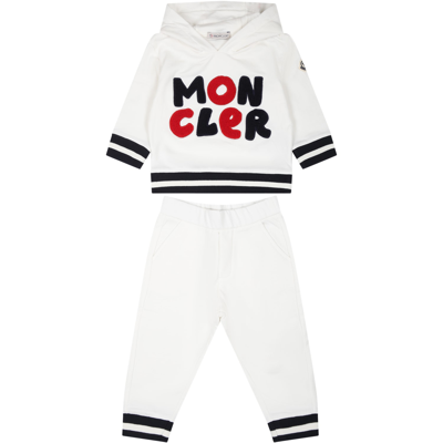 Shop Moncler White Set For Baby Boy With Logo