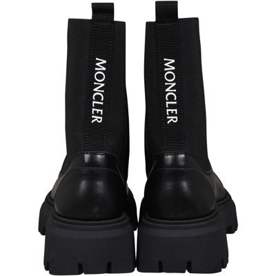 Shop Moncler Black Boots For Girl With Logo