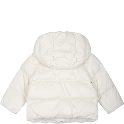 Shop Moncler White Natas Jacket For Baby Girl With Logo