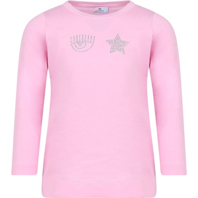 Shop Chiara Ferragni Pink T-shirt For Girl With Eyestar