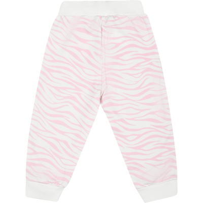 Shop Chiara Ferragni White Trousers For Baby Girl With Eyestar In Multicolor