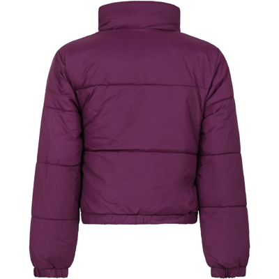 Shop Dkny Reversible Purple Jacket For Girl With Logo In Pink