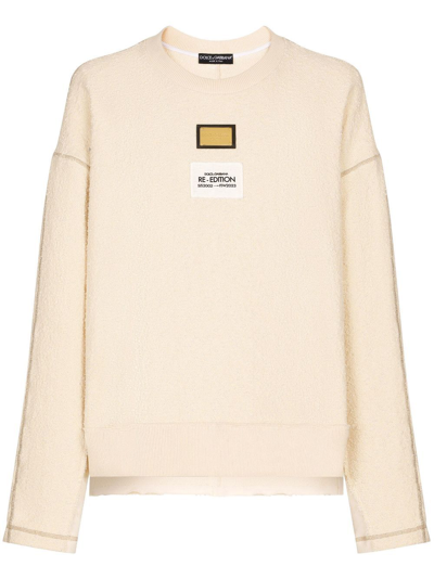 Shop Dolce & Gabbana Neutral Re-edition Label Sweatshirt In Nude