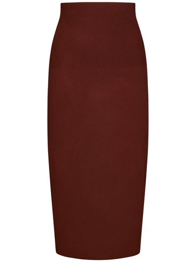 Shop Victoria Beckham Vb Body Fitted Midi Skirt In Brown