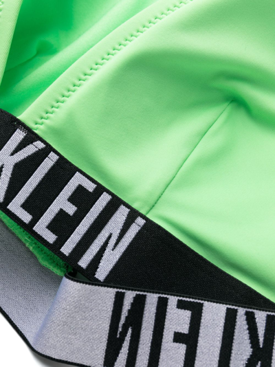 Shop Calvin Klein Logo-underband Triangle Bikini Top In Green