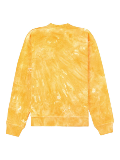 Shop Sporty And Rich Logo-embroidered Tie-dye Sweatshirt In Yellow