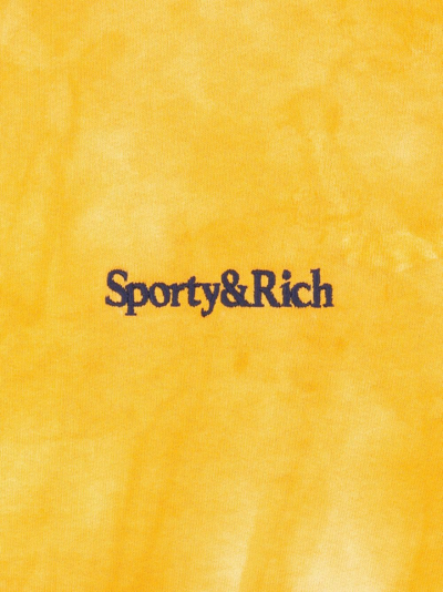 Shop Sporty And Rich Logo-embroidered Tie-dye Sweatshirt In Yellow
