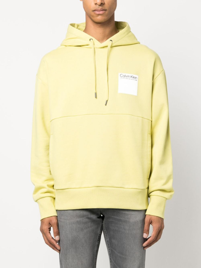 Shop Calvin Klein Elementa Photo Drawstring Hoodie In Yellow