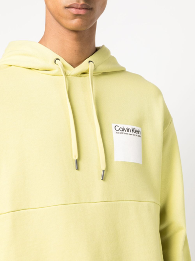 Shop Calvin Klein Elementa Photo Drawstring Hoodie In Yellow