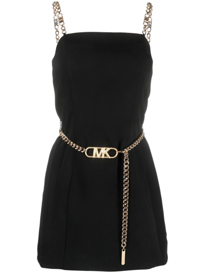 Shop Michael Michael Kors Logo-buckle Belt Minidress In Black