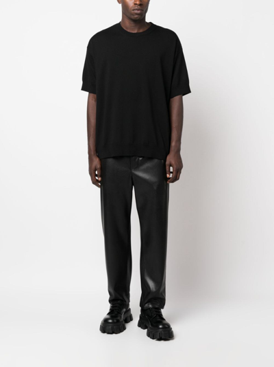 Jil Sander Short-sleeve Wool Jumper In Black