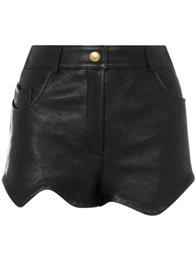 Shop Moschino Asymmetric-hem Leather Mini Skirt In Black