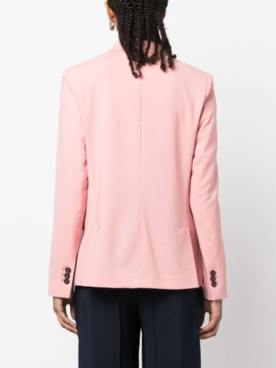 Shop Ps By Paul Smith Double-breasted Wool Blazer In Pink