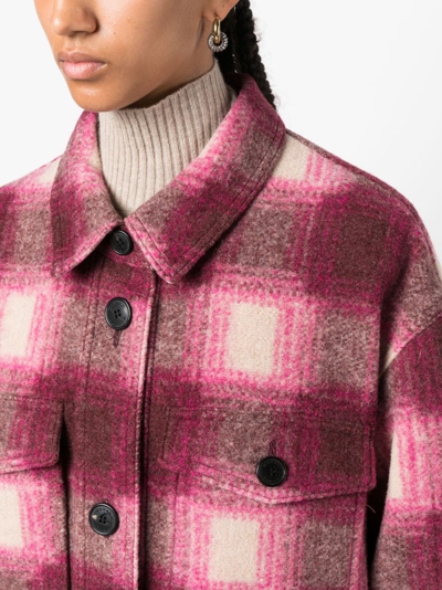 Shop Marant Etoile Harveli Plaid-check Coat In Pink
