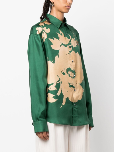 Shop Pierre-louis Mascia Cialda Floral-print Silk Shirt In Green