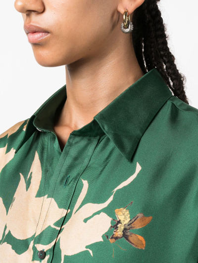 Shop Pierre-louis Mascia Cialda Floral-print Silk Shirt In Green