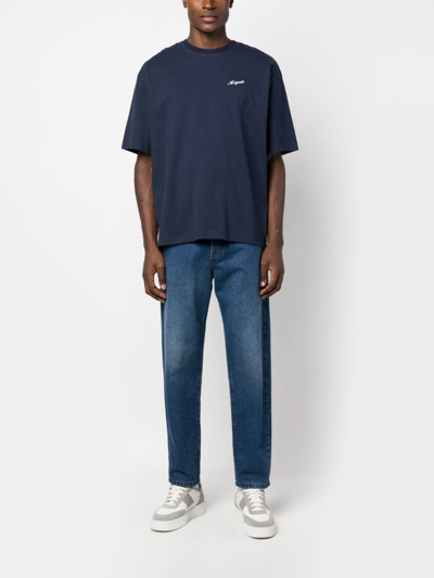 Axel Arigato Logo-embroidered T-shirt In Blue