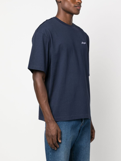 Shop Axel Arigato Logo-embroidered T-shirt In Blue