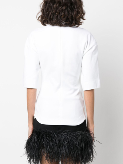Alessandro Vigilante Funnel-neck Short-sleeve Blouse In White