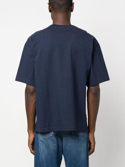 Shop Axel Arigato Logo-embroidered T-shirt In Blue