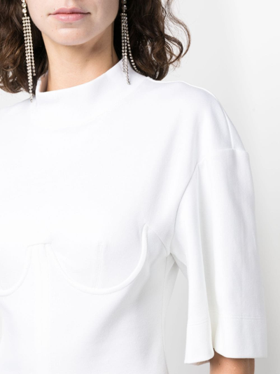 Shop Alessandro Vigilante Funnel-neck Short-sleeve Blouse In White