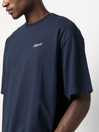 Shop Axel Arigato Logo-embroidered T-shirt In Blue