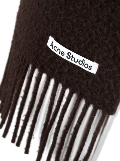 Shop Acne Studios Logo-appliqué Wool Scarf In Brown