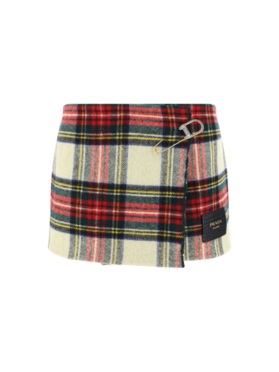 Shop Prada Mini Skirt In Avorio