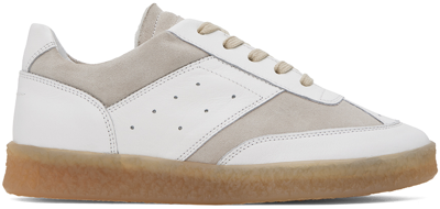 Shop Mm6 Maison Margiela White Court Sneakers In T1003 White