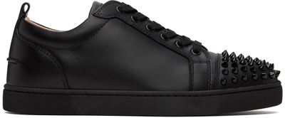 Shop Christian Louboutin Black Louis Junior Spikes Sneakers In Cm53 Black/black