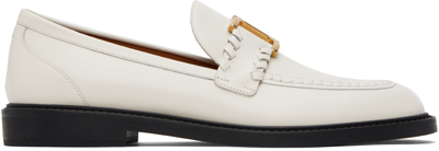 Shop Chloé White Marcie Loafers In 122 Eggshell