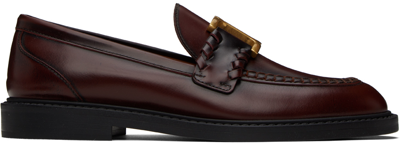 Shop Chloé Burgundy Marcie Loafers In 56b Deep Purple