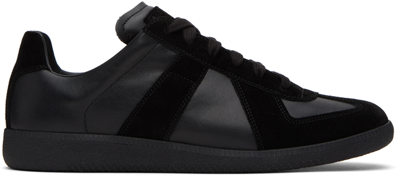 Shop Maison Margiela Black Replica Sneakers In 900 Black/black