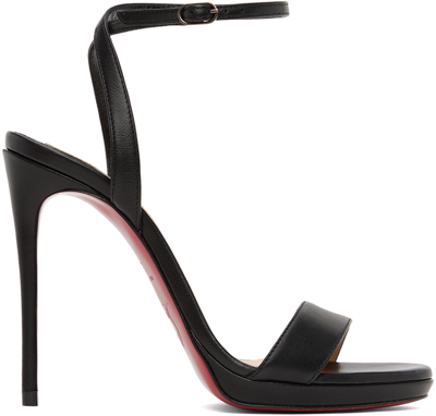 Shop Christian Louboutin Black Loubi Queen 120 Heeled Sandals In Bk01 Black