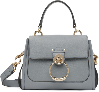 Shop Chloé Blue Mini Tess Day Bag In 41a Storm Blue