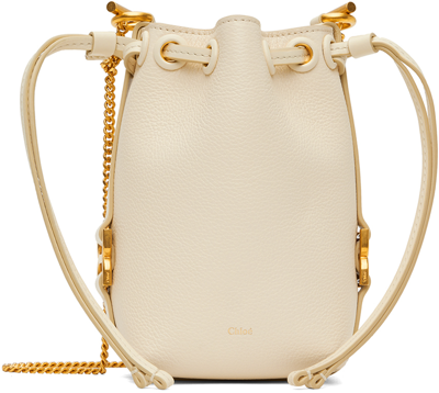 Shop Chloé Off-white Micro Marcie Bucket Bag In 110 Misty Ivory