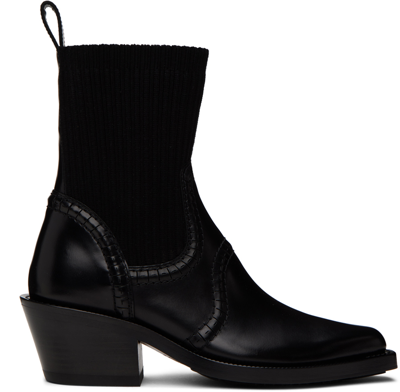 Shop Chloé Black Nellie Texan Boots In 001 Black