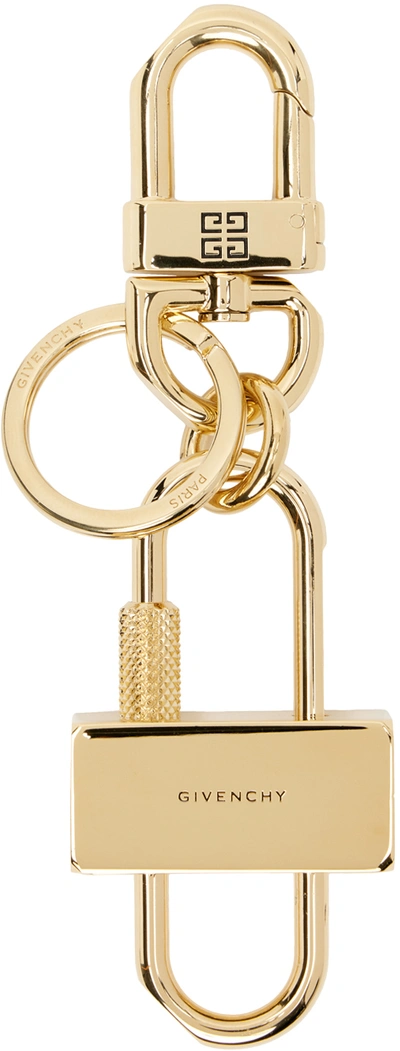 Shop Givenchy Gold Padlock Keychain In 710-golden Yellow