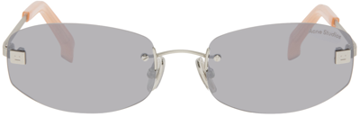 Shop Acne Studios Silver Rimless Sunglasses In Black